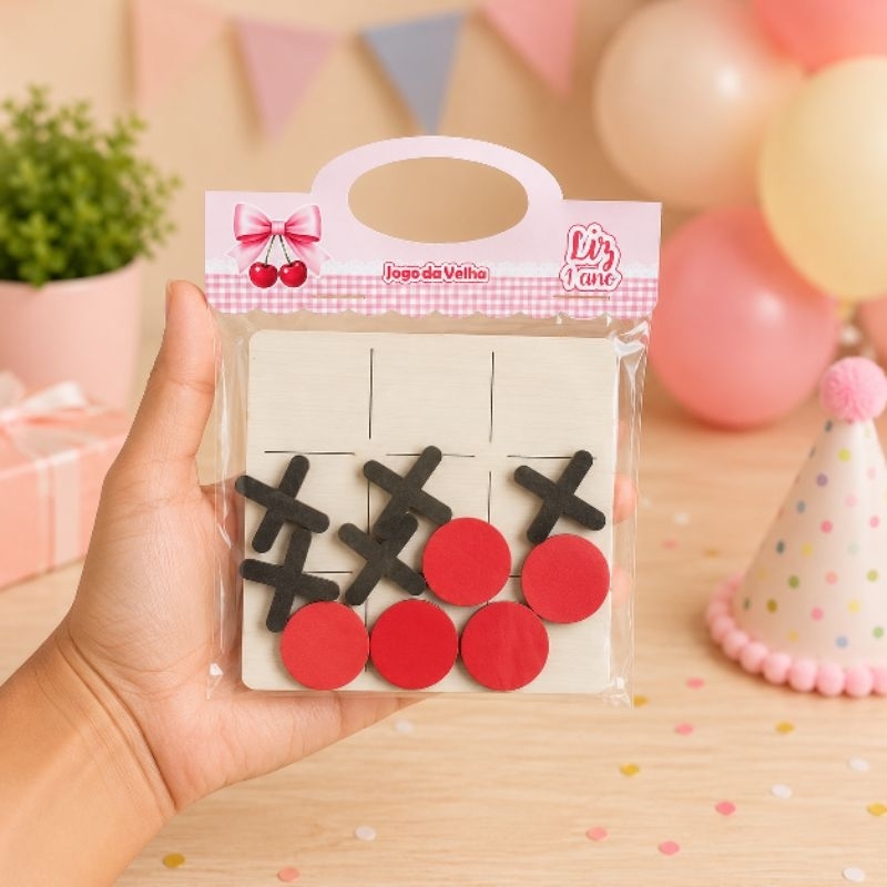 Kit Jogos da velha personalizados Cerejinha- lembrancinhas aniversário personalizados de festa infantil