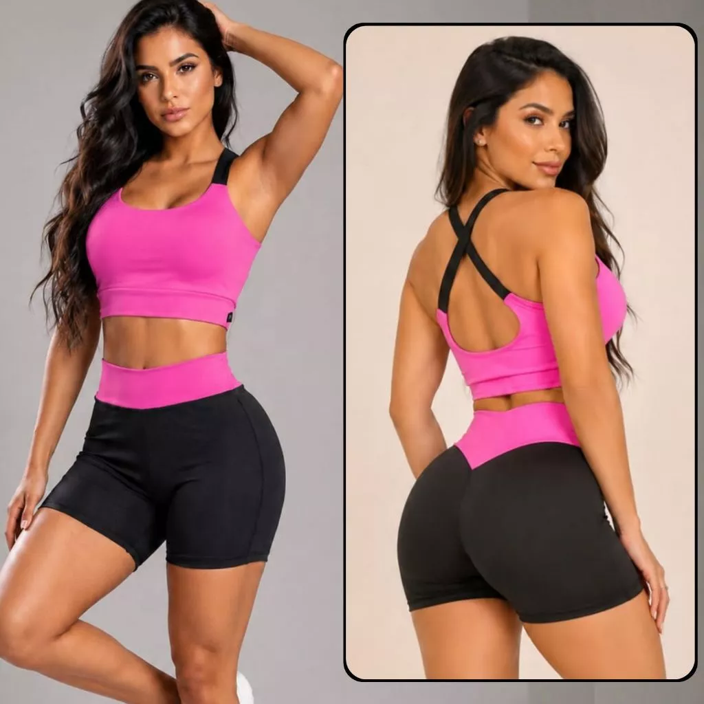 Conjunto de Academia feminino Fit 100% De Zero Transparência Alta Compressão Empina Bumbum Roupas de Academia Fitness — imagem 1