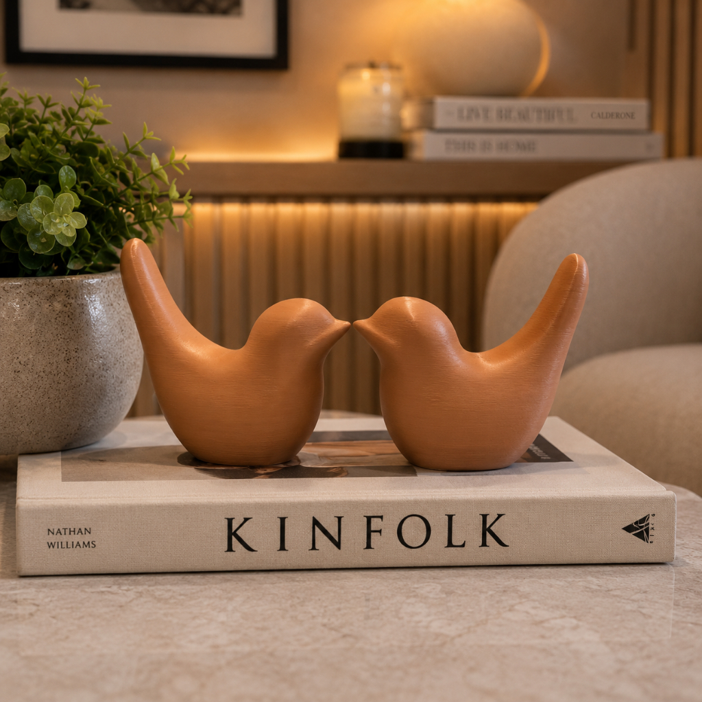 Kit 2 Pássaros Decorativos Minimalistas Enfeite Mesa Centro Sala Rack Aparador