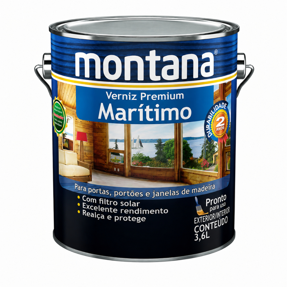 Proteção para Madeira Verniz Maritimo Premium Natural Brilhante 3,6L Montana