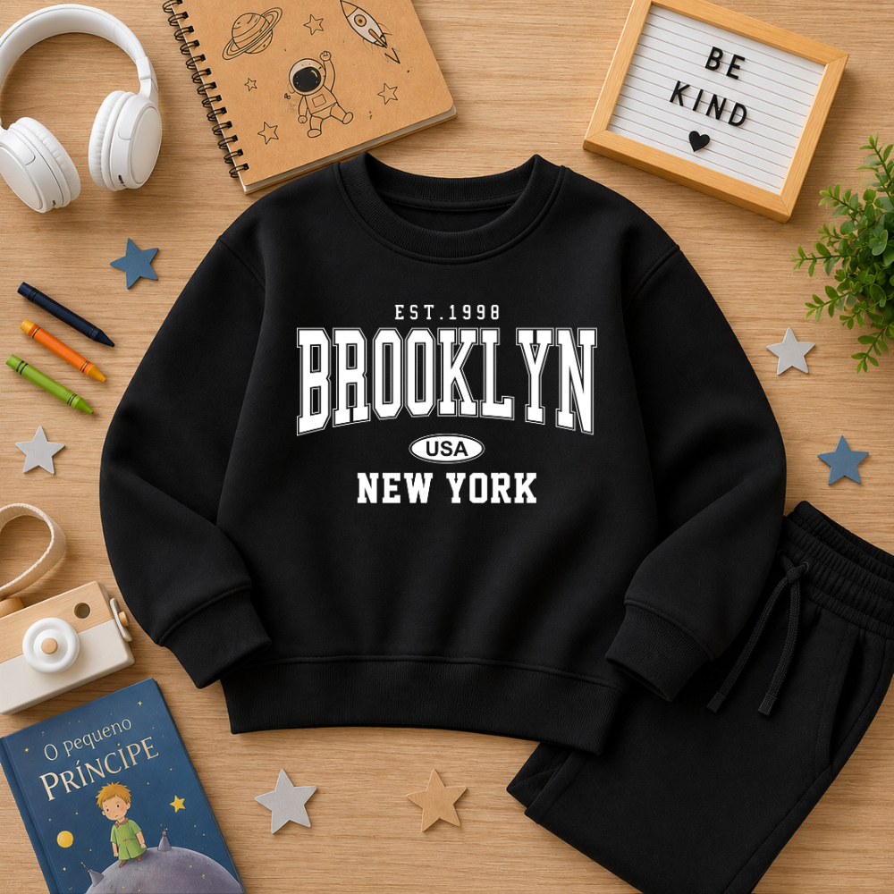 Conjunto Moletom Careca Brooklin Estampas Divertidas e Muito Conforto Infantil Inverno Flanelado