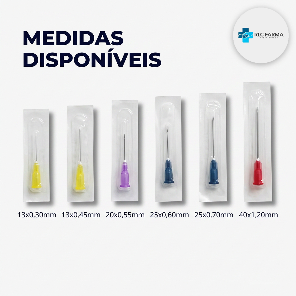 Agulha Hipodérmica Descartável 25X0,70 / 20X0,55 / 13X0,30 / 25X0,60mm Caixa C/100 - Medix — imagem 2 de 2