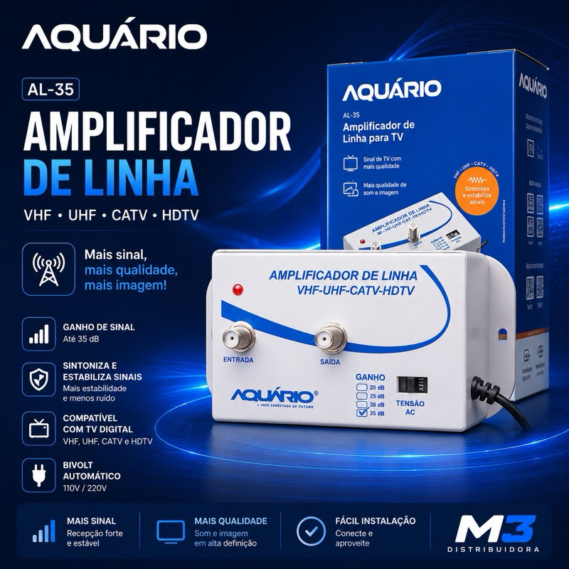 Amplificador De Sinal Aquário De Antena Para Tv -35db Al-35