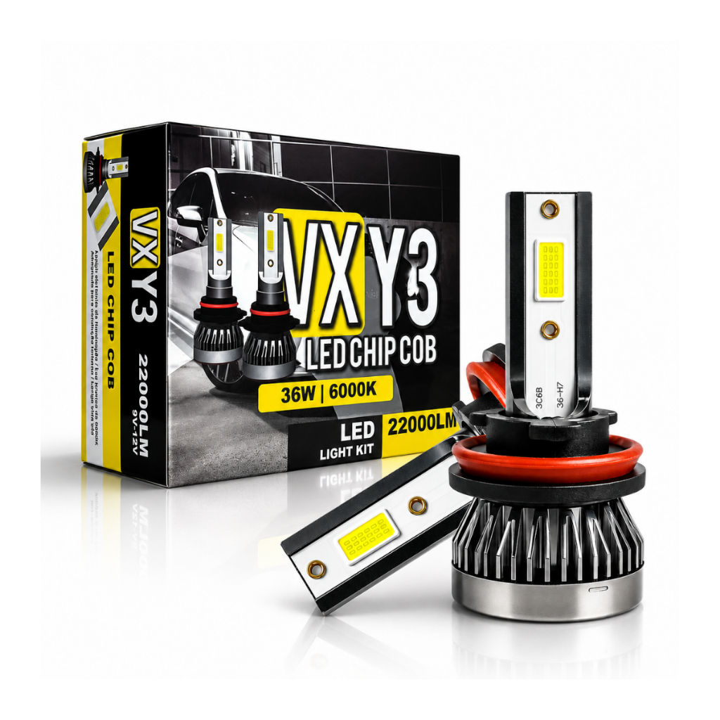 Par Lampada Ultra Led 36w 22000 Lumens Y3 H11 H8 Branco Frio 12v Kit Led Conector H11 H8 6000K