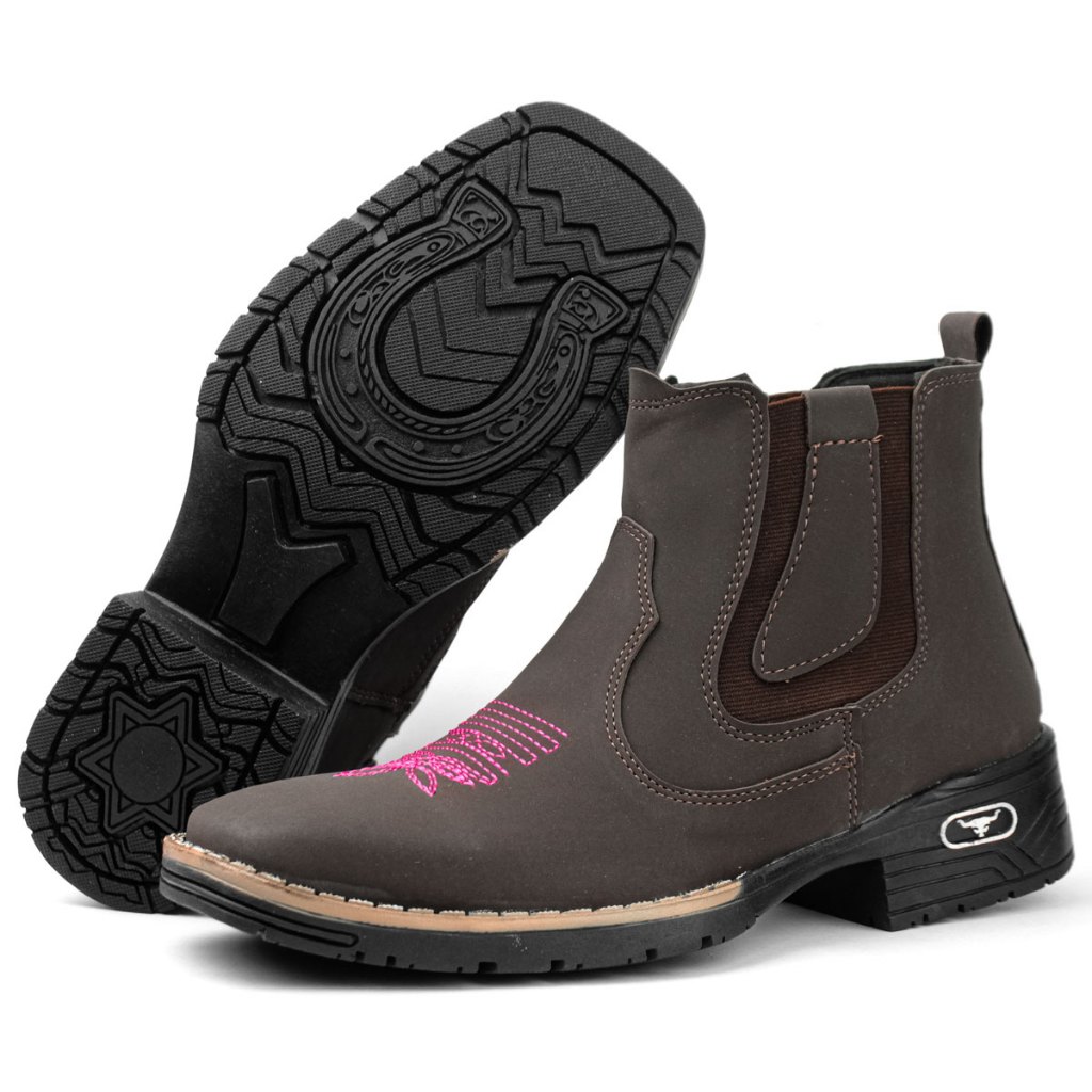 Botina Bota Country Feminina Bordada Estilosa Cano Na moda Rodeio CowGirl Confortável Macia