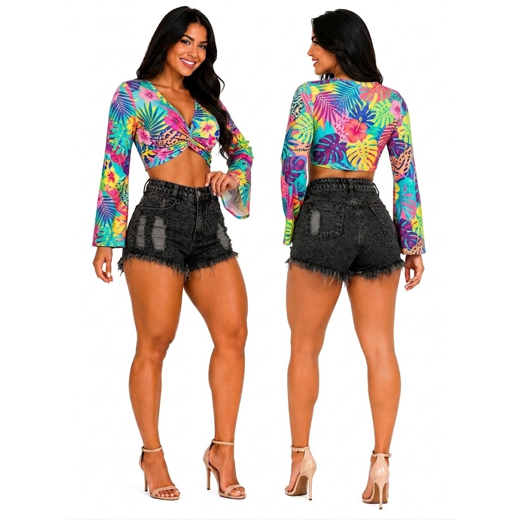 Short Jeans Feminino Cintura Alta Cós Alto Verão 2026