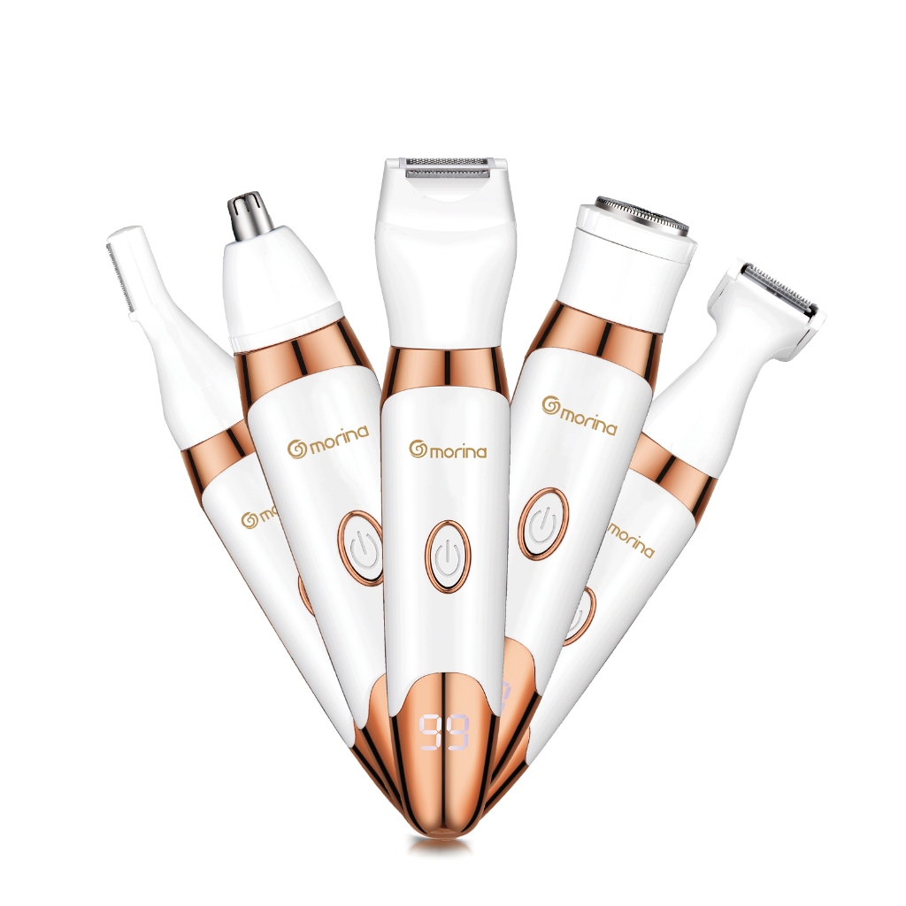 Morina Depilador Feminino 5 em 1 Aparador de Pelos Corpo Todo Display Digital Recarregável USB