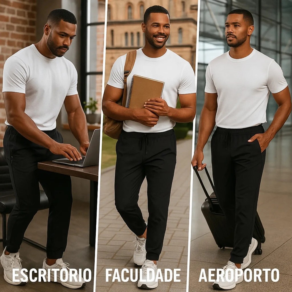 Kit 2 Calças Jogger Masculina Dry Fit Elastano Academia Slim Esportiva Leve — imagem 2 de 2