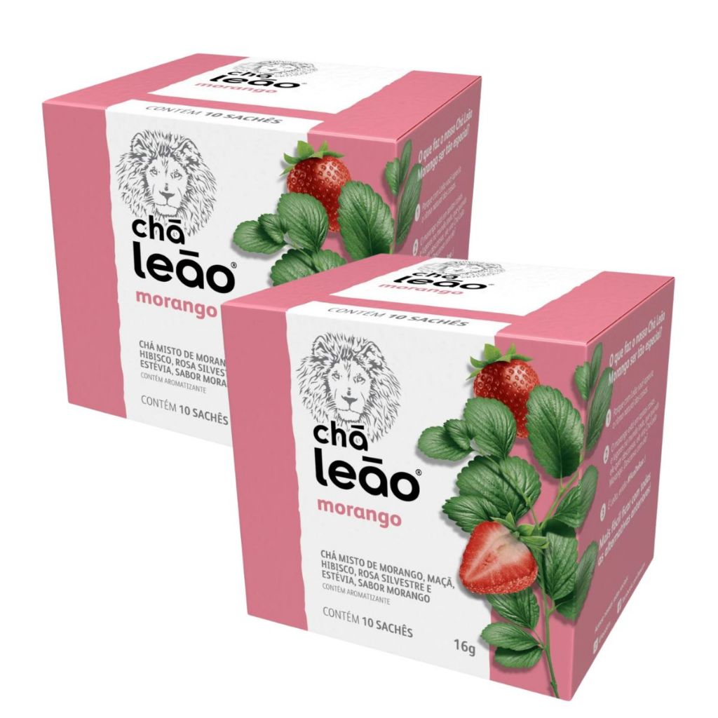 Kit 2un Chá Morango Leão 20g 10 Sachês