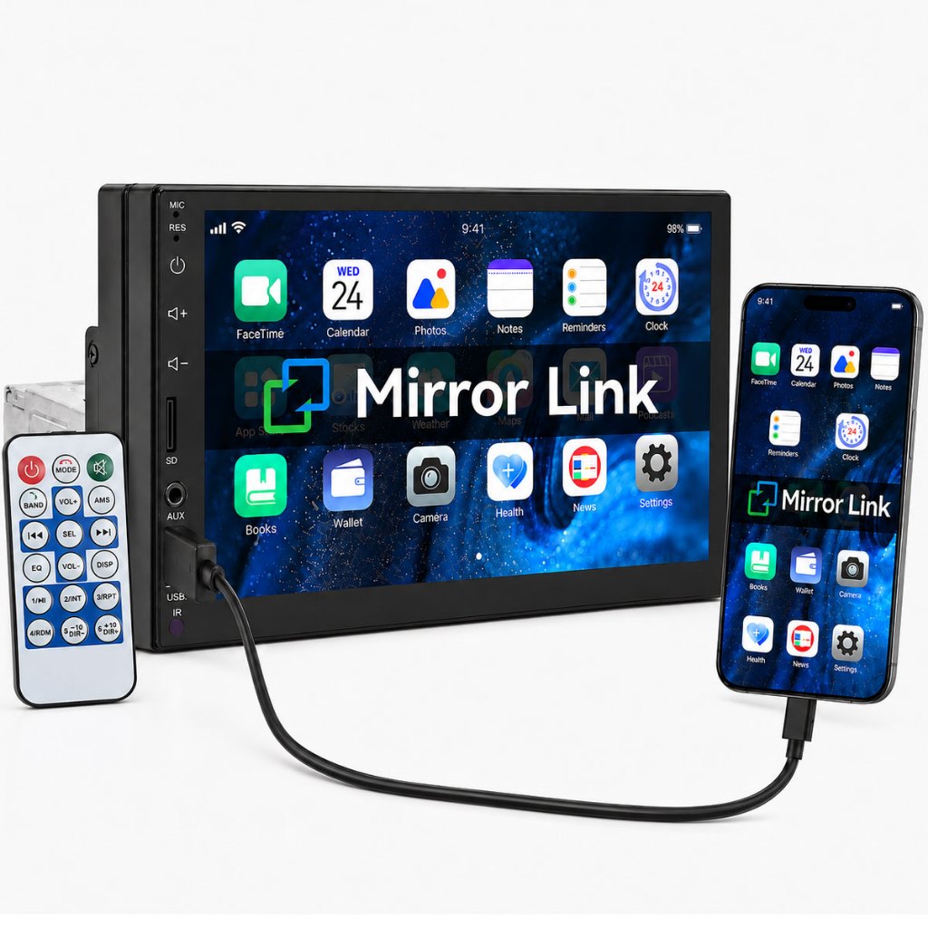 Central Multimídia 1 Din 7 Polegadas Bluetooth Espelhamento USB MP5