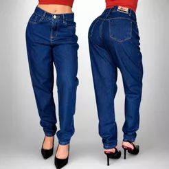 CALÇA JEANS MOM VINTAGE SEM ELASTANO 100% ALGODÃO ESTILOSA CINTURA ALTA