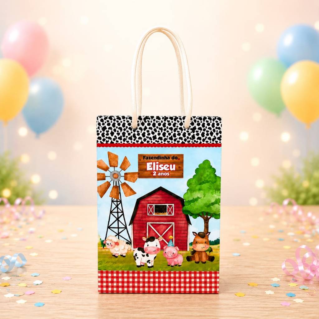 Sacolinha Fazendinha Menino Personalizados /Lembrancinha de Festa /Aniversário
