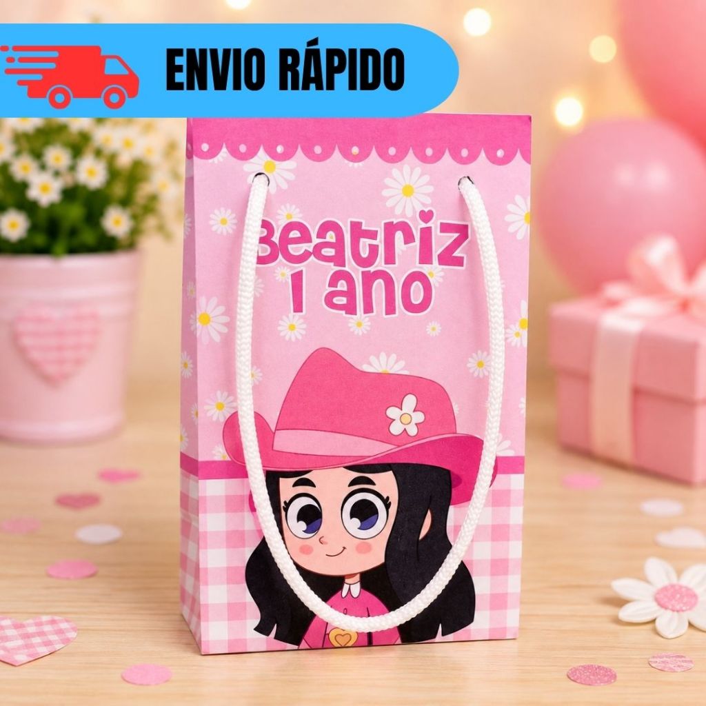 ENVIO RAPIDO Kit 10 a 30 Sacolinhas Personalizada Turma da Boiadeirinha Lembrancinhas Festa Infantil Aniversário