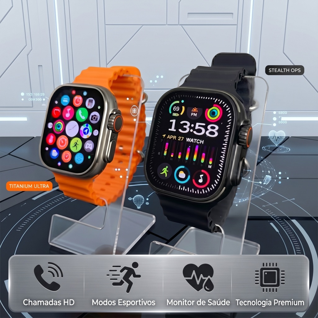Relógio Smartwatch 10 Ultra Plus/Bluetooth/ Assistente de voz (Siri)