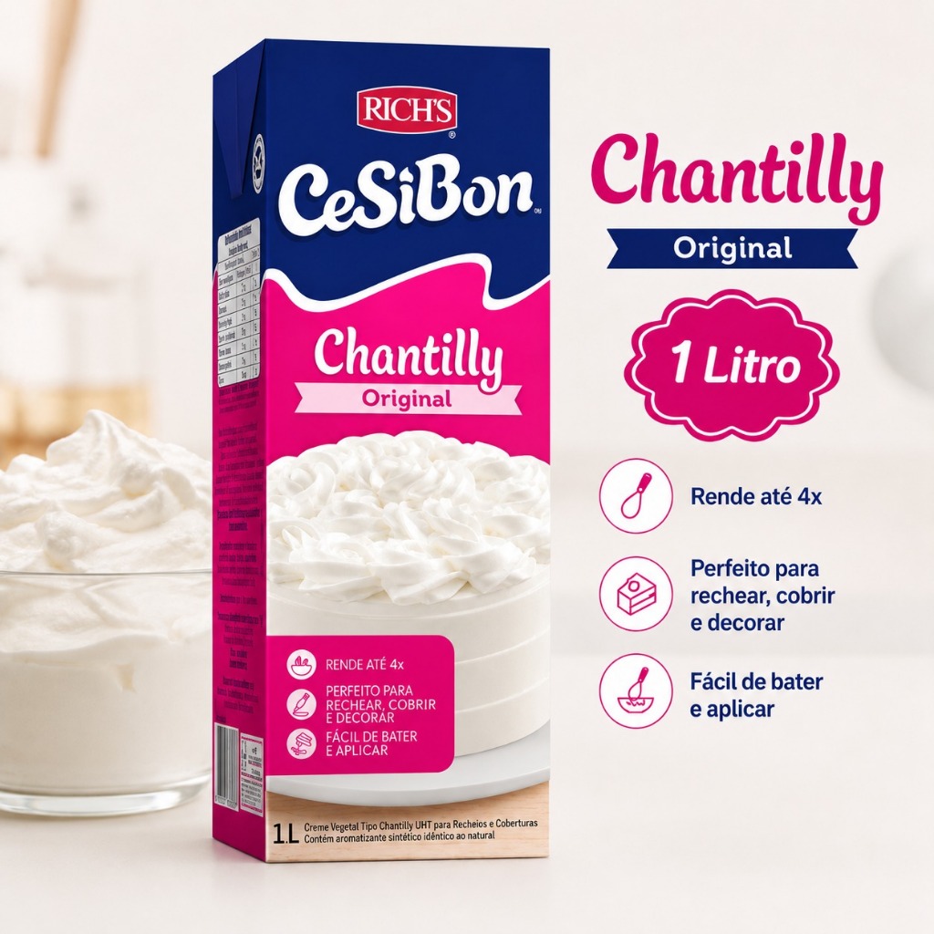 Chantilly Cesibon Original 1 litro - Cobertura- Recheio