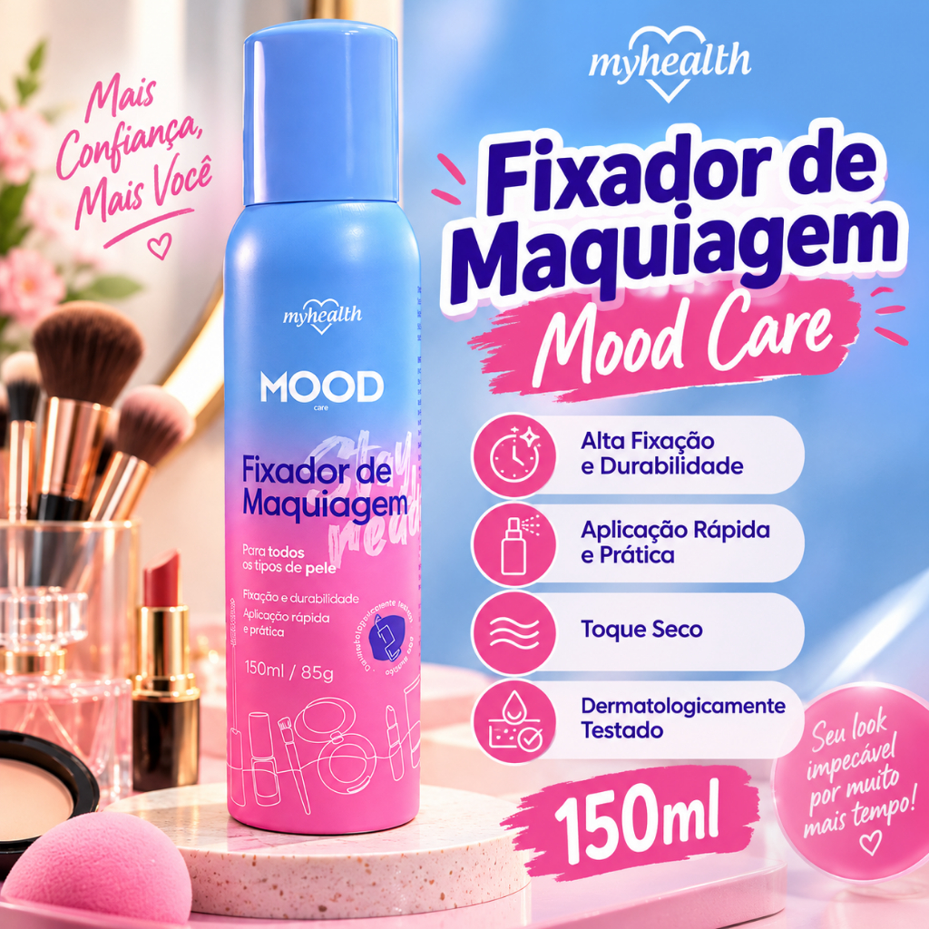 Fixador de Maquiagem 150ml Alta Fixação Toque Seco Aerossol Mood Care My Health