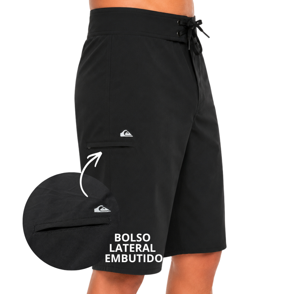 Bermuda Masculina Tactel Com Elastano Bolso Lateral Shorts Praia — imagem 2 de 2