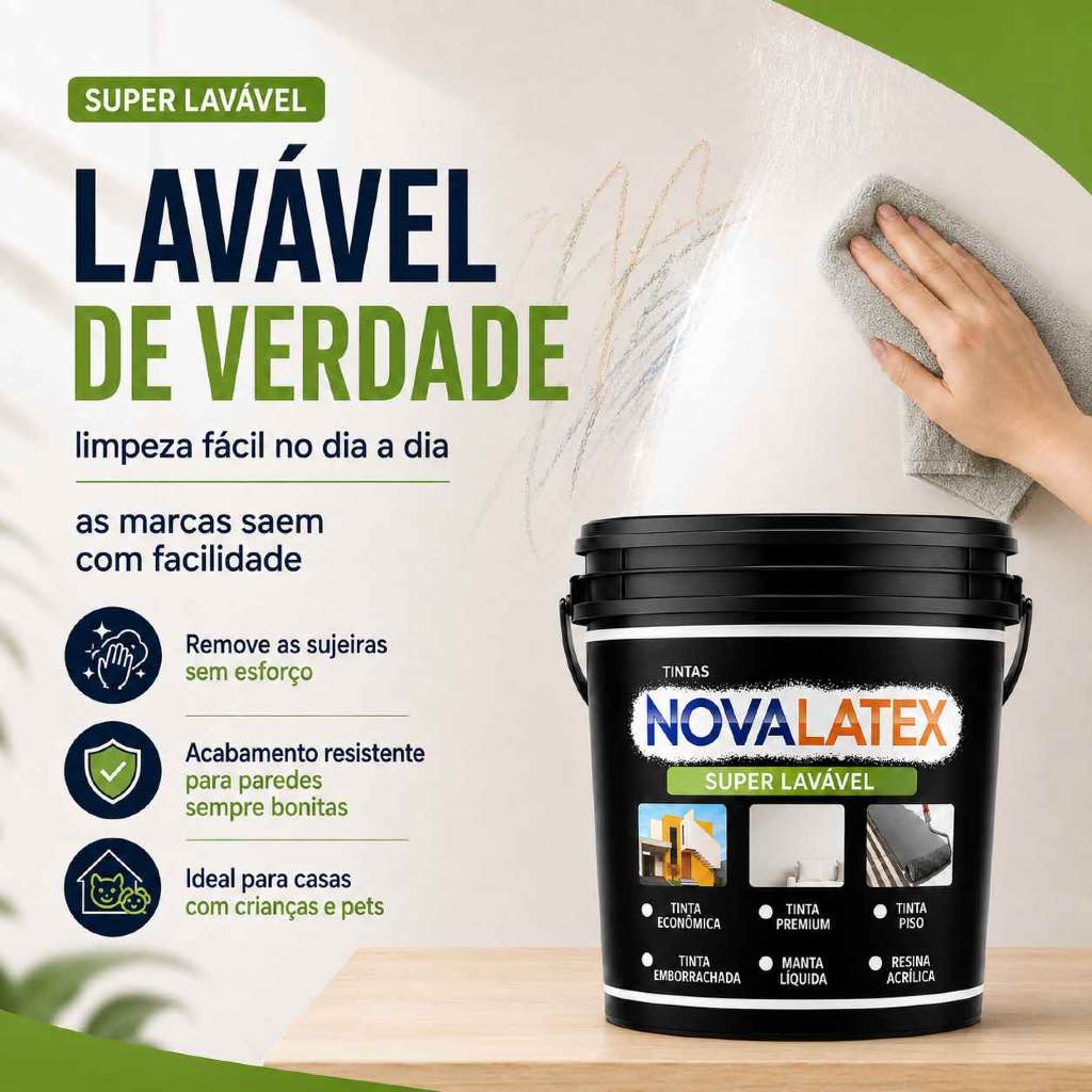 Tinta Acrílica Super Lavável Novalatex 1,5kg — Alta Cobertura, Fácil Limpeza e Acabamento Premium