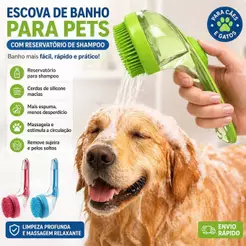Escova de Banho para Pets em Silicone, Escova Massageadora para Cães e Gatos, Pente de Limpeza para Remover Pelos e Mass