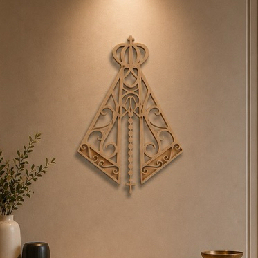 Nossa Senhora Aparecida Decorativa MDF Vazado para Parede | Quadro Religioso Católico em Madeira |Decoração Sala, Quarto