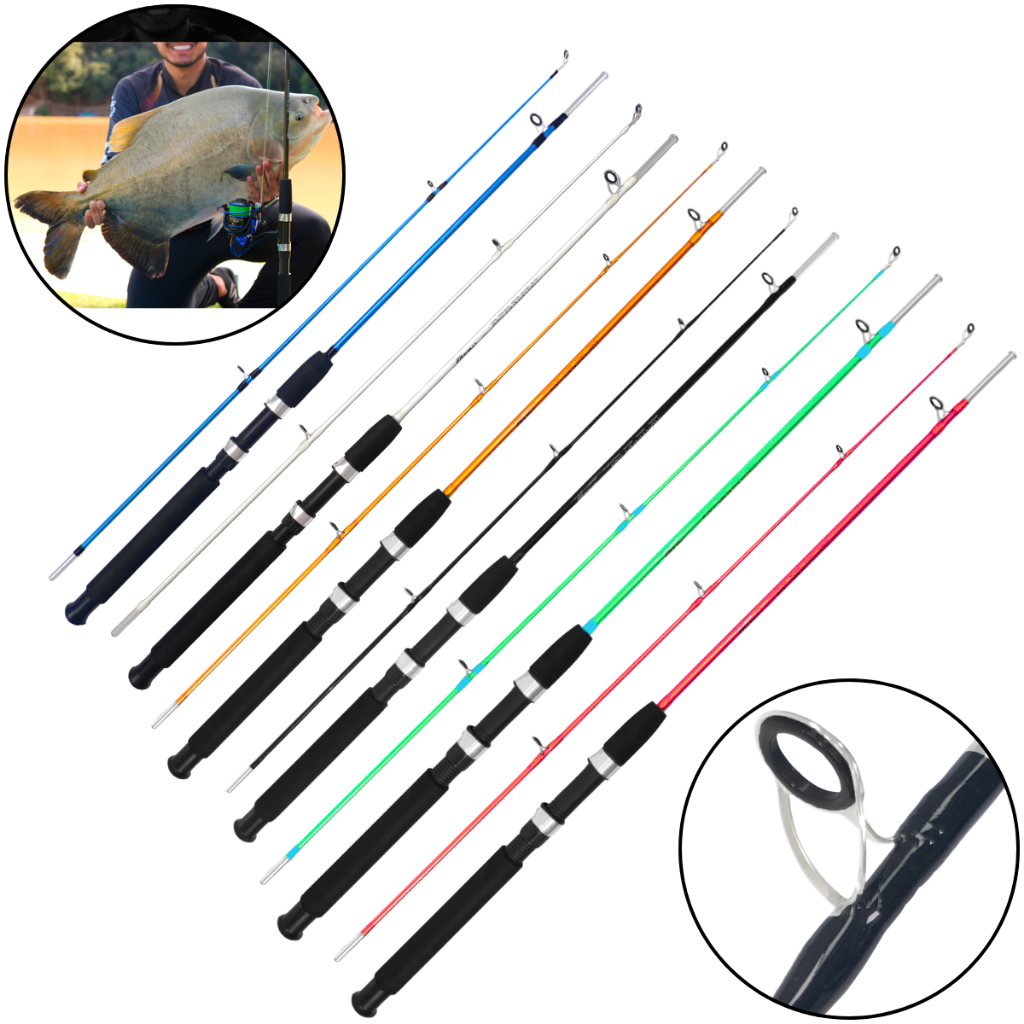 Kit 4 Varas De Pesca 1.80m P/ Molinete 2P 40Lbs Ação Média Fibra De Vidro Maciça Cores Sortidas