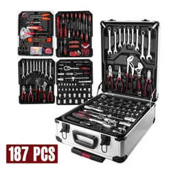 Kit Maleta De Ferramentas 187 Pçs Cromo Valadinum C/ Rodas