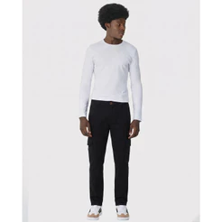 Calça Masculina Chino Cargo Em Sarja Com Elastano