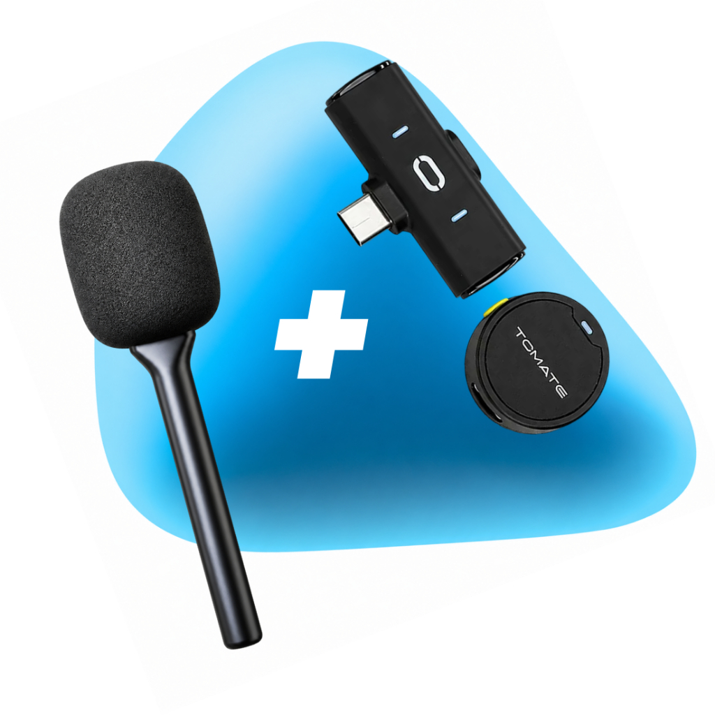 KIT MICROFONE LAPELA COM SUPORTE ENTREVISTA GRAVAÇÃO ISOLAMENTEO RUÍDO TIPO-C ANDROID IPHONE
