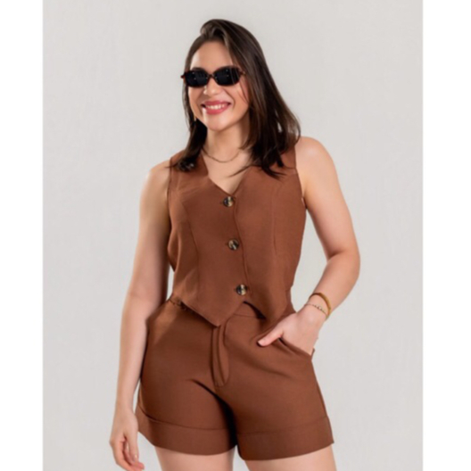 Colete Alfaitaria MARRANT  com Short Alfaiataria MARRANT Elegante e super Confortável
