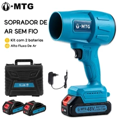 Soprador de Folhas Turbo 2 baterias 48V Portátil Bateria Recarregável Alta Potência para Limpeza Interna e Externa