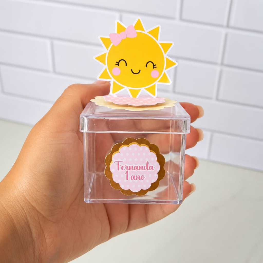 Apliques em pé 3D + nome da criança Raio de Sol Rosa Lembrancinhas Festa infantil Aniversário Personalizado PEGUE E MONT