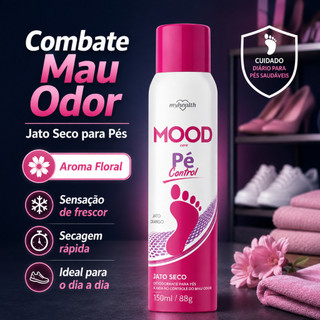 Desodorante Pés Spray Feminino Floral Mood 150ml Jato Seco Refrescante Tira Chulé Mau Cheiro Odores