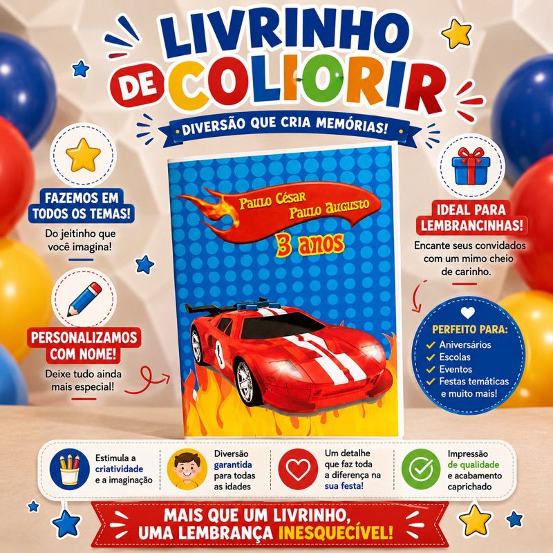 kit livrinhos de colorir personalizado com nome e idade hotwells - lembrancinha - aniversário