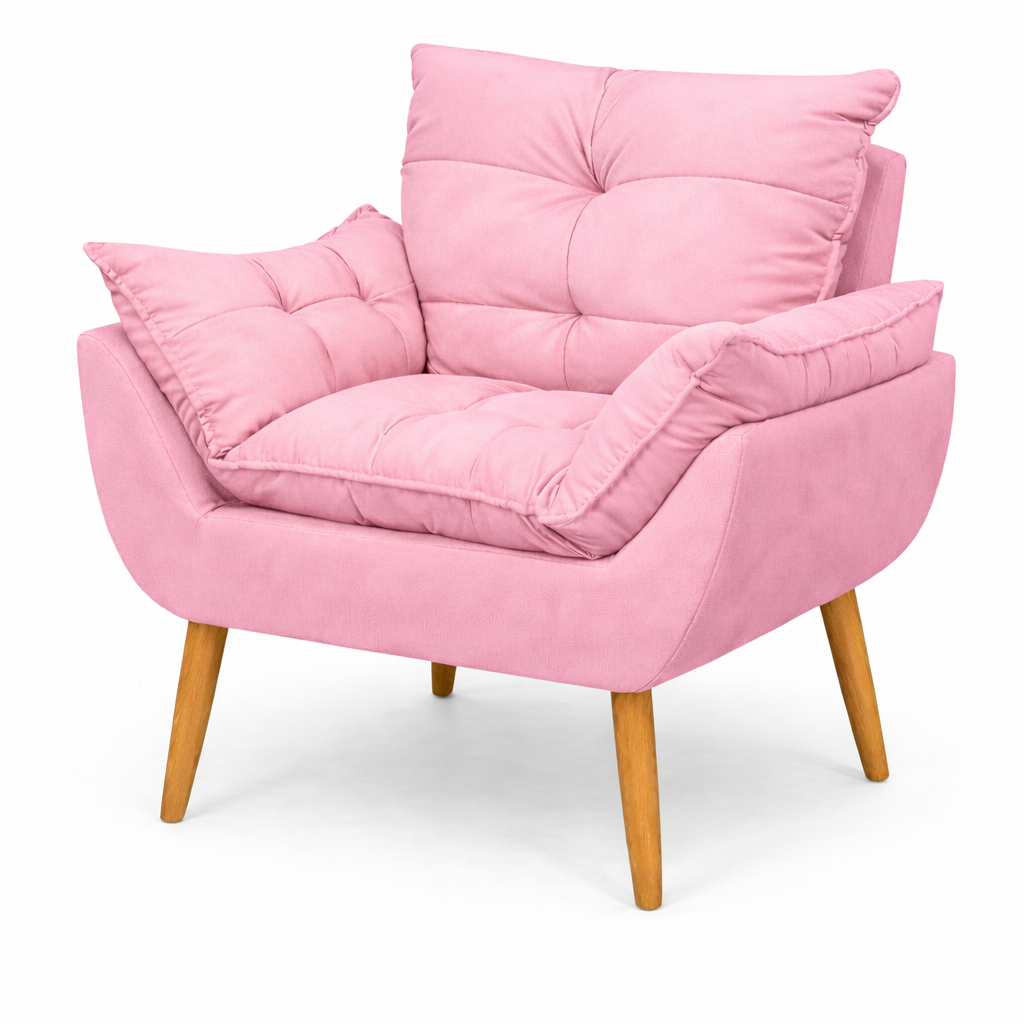 Poltrona Decorativa Opala Sala Quarto Recepção Enchimento Com Fibra De Silicone Pés Palito - GF Moveis