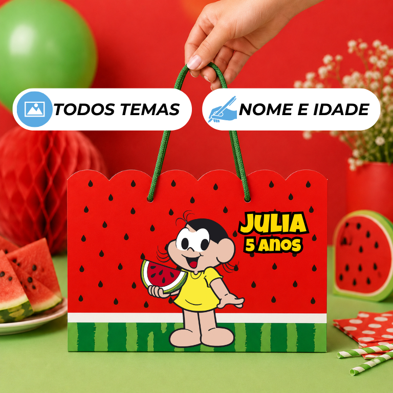 Kit 10 Sacolinhas Tema Magali, Personalizadas para Lembrancinhas
