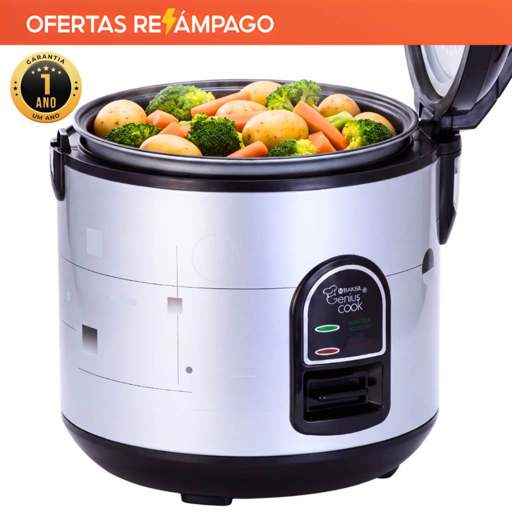 Panela Elétrica de Arroz 5 xícaras 1L - Com legumeira - Multifuncional - In Brasil