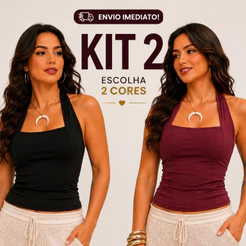 Kit 2 Blusas Femininas Halter Frente Única Forrada Costas Nua Sustentação Moda Verão