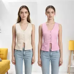 Coleta Social Feminina Elegante e Versátil Em Tecido Alfaiataria Premium Botões Funcional Novidade Moda 2026