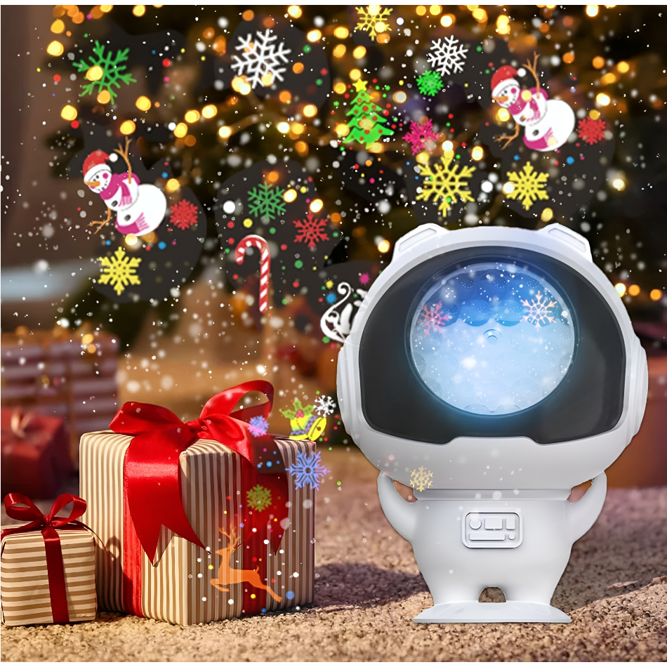 Imagem Luminaria Astronauta Projetor de Natal Holográfico Para Crianças Luzes Noturnas e Estrelas