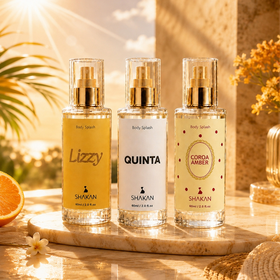 Kit Sol Feminino Body Splash 3 Perfumes 60ml Shakan Fragrância Feminina Presente Beleza Maquiagem Perfumaria