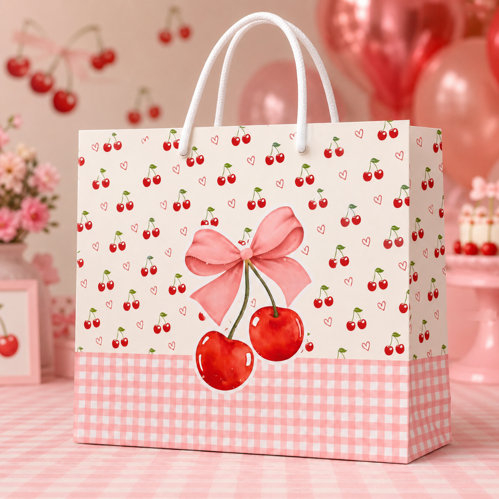 Sacolinha Cereja  Personalizada Cerejinha Infantil Lembrancinha de Aniversário Festa  Temas Pegue e Monte