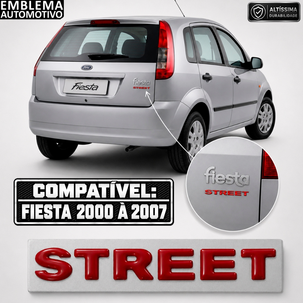 Emblema Letreiro Street Fiesta 2000 a 2007 Resinado