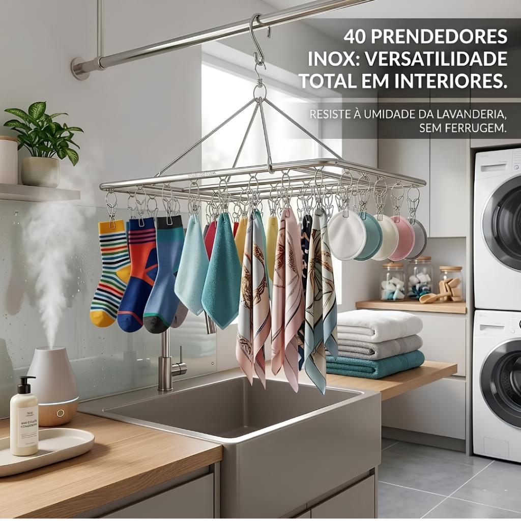 Varal 40 Prendedores Para Roupa Intima Para Calcinha Meia Cueca Reforçado inox 1/2 Unidades — imagem 2 de 2