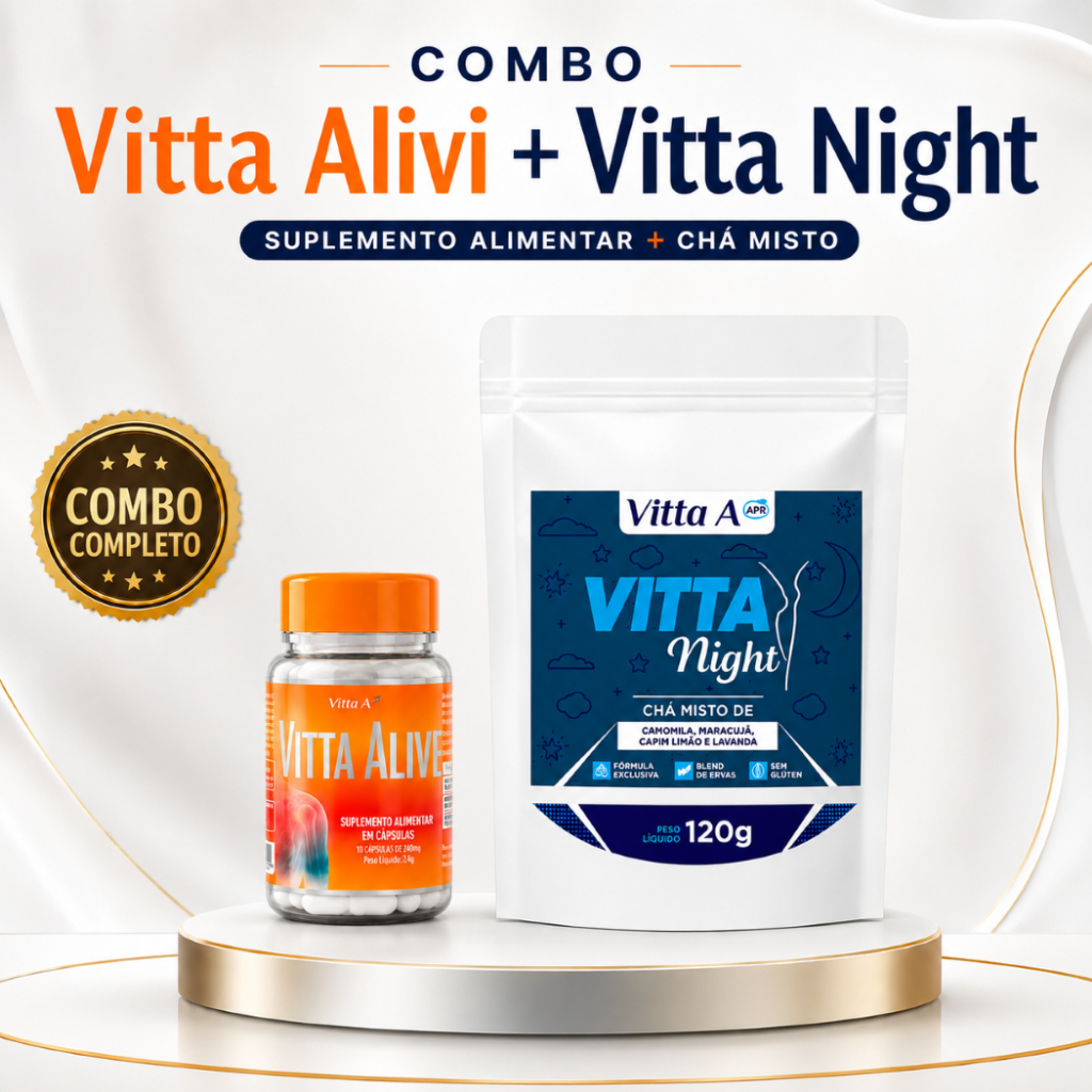 Combo Vitta Alivi + Vitta Night - Suplemento Alimentar + Chá Misto