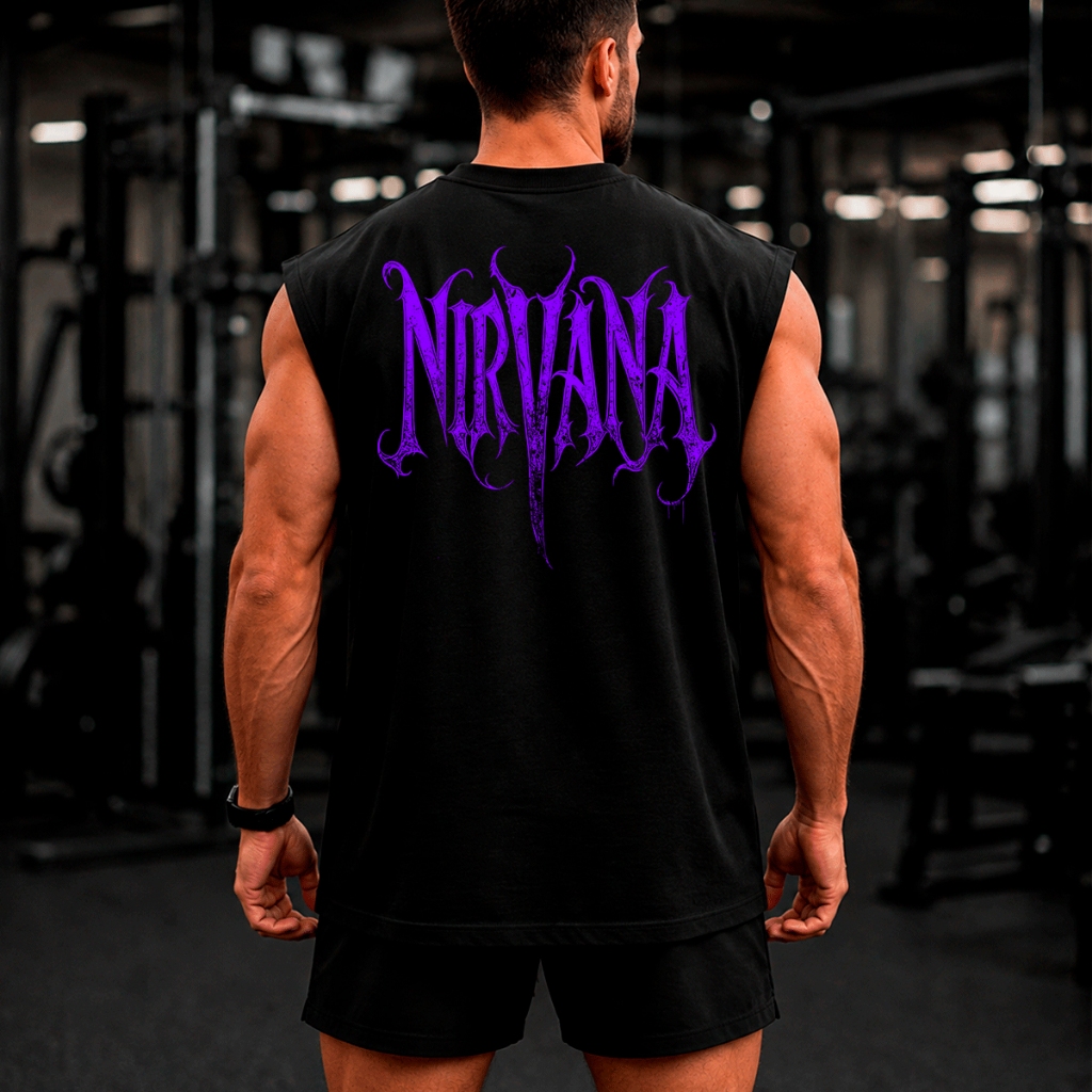 Regata Machão Masculina Oversized Estampada Nirvana Rock Metal Caveira Gótica Camiseta Regata Academia Treino Musculação