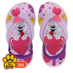 Chinelo Infantil Meninas Klin Com Elástico Conforto Lilas com Roxo