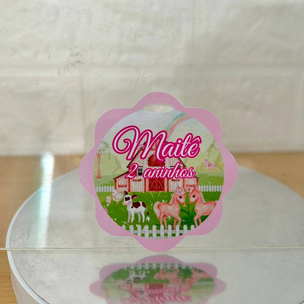 Lembrancinha Personalizada Tag com Furo Fazendinha Menina