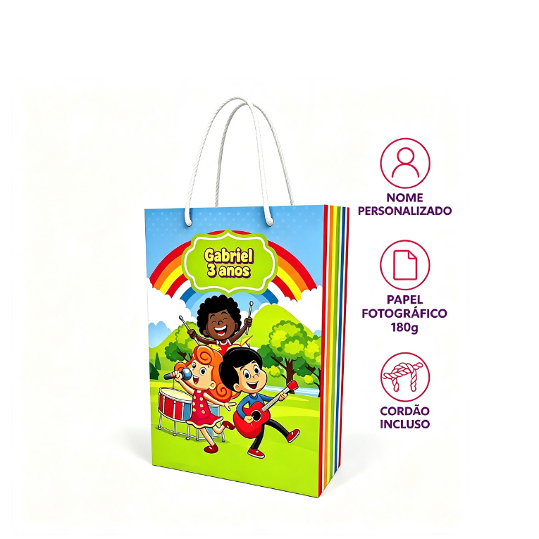 Sacolinha Surpresa 3 Palavrinhas Personalizada Com Nome Lembrancinha Festa Infantil (P e M)
