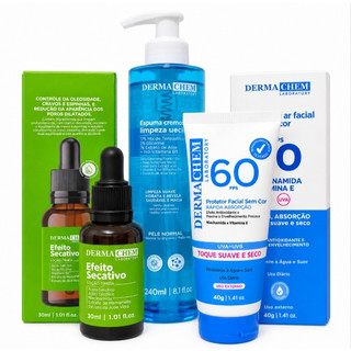 Kit Skincare Anti Oleosidade e Peles Acnéicas - Espuma Sabonete De Limpeza + Sérum Ácido Salicílico + Protetor Solar
