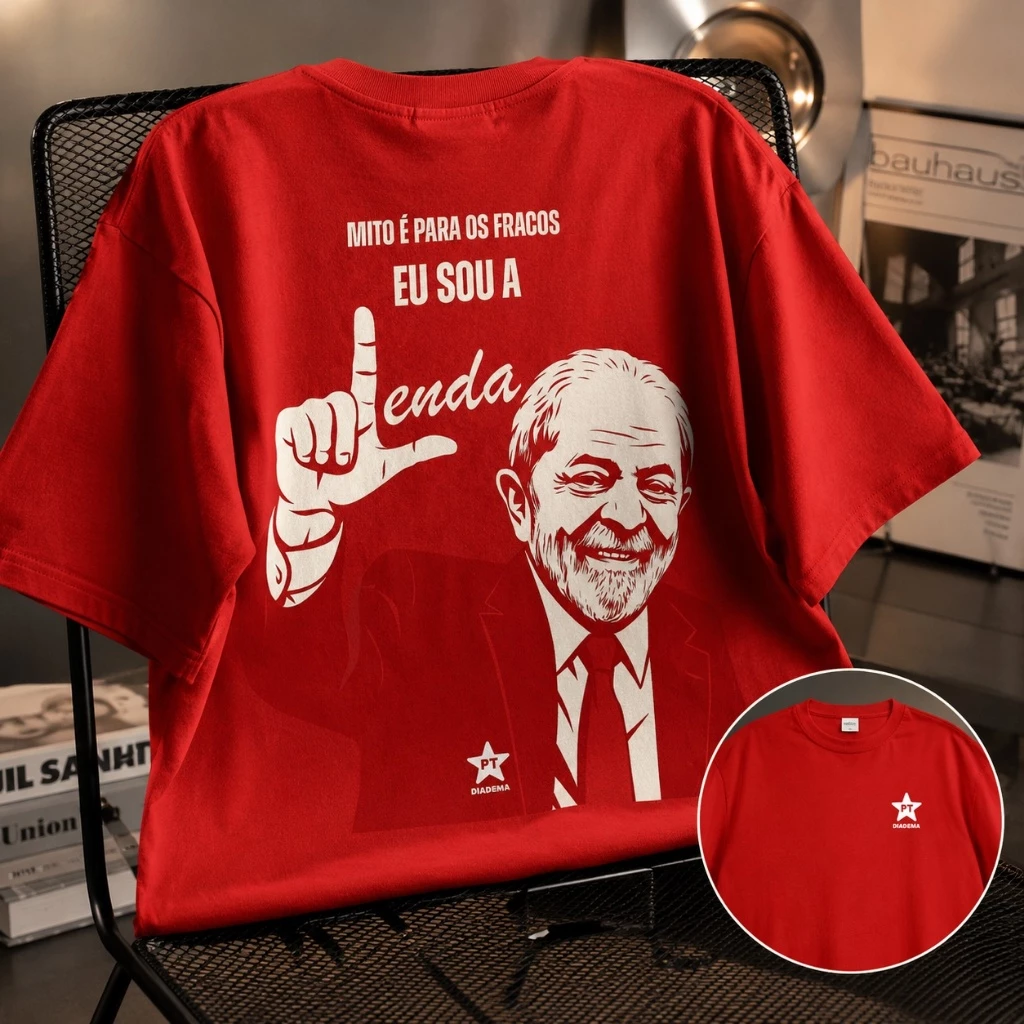 Camiseta L Presidente Unissex EstampadaDo P ao G5 Política PT Lenda Manga Curta Algodão — imagem 1